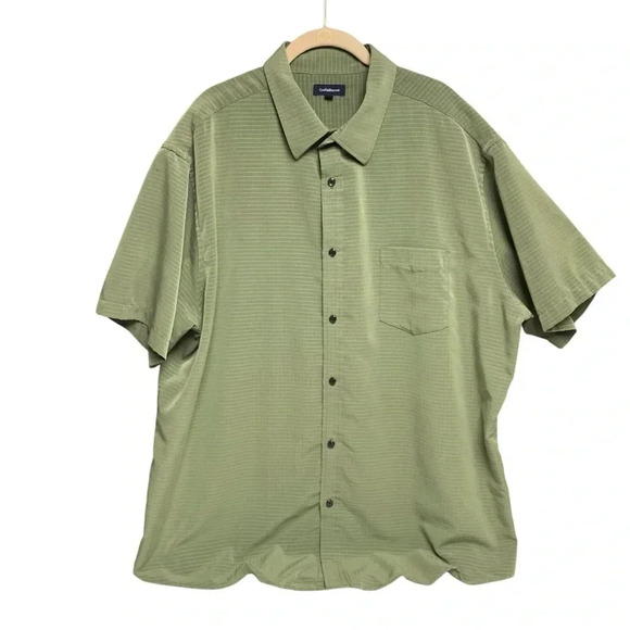 Croft & Barrow green button down collared short sleeve men’s XXL - Picture 1 of 5
